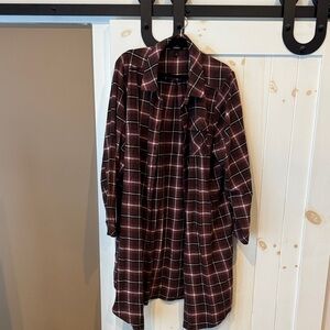 Torrid Burgundy Brown Plaid long shirt